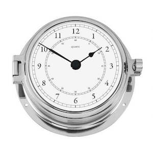 Solid Polished Chrome Marine Quartz Clock