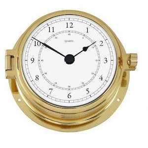 Solid Polished Brass Marine Quartz Clock