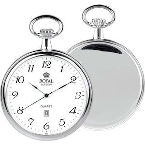 Watch: Unisex Silver Quartz Pocket Watch with Date – Stylish & Functional Design