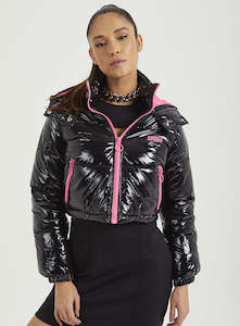 Puffer Jacket Vinyl Sport Style Hooded