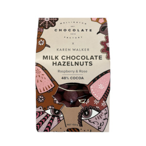 Chocolate: Karen Walker Raspberry & Rose Milk Chocolate Hazelnuts 150g