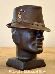 Cowskin leather trilby hat