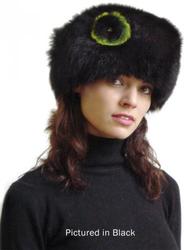 Possum fur cossack hat with rose