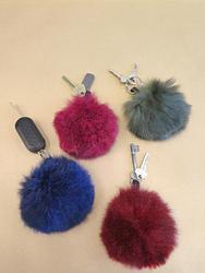 Possum fur pompom keyring