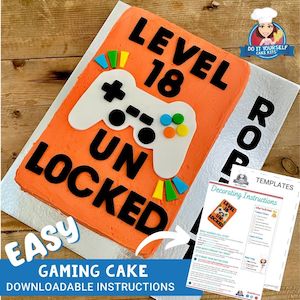 Gaming Shaped Cake Printable Template Decorating Tutorial