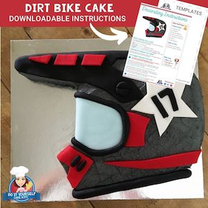 Dirt Bike Helmet Cake Printable Template Decorating Tutorial