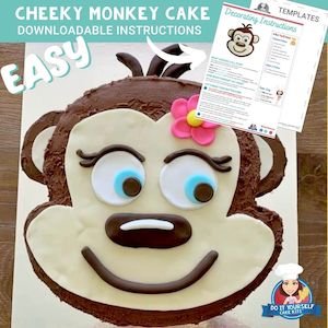 Cheeky Monkey Cake Printable Template Decorating Tutorial