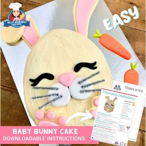 Easter Bunny Cake Printable Template Decorating Tutorial Easy