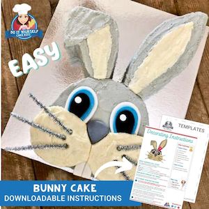 Bunny Cake Printable Template Decorating Tutorial Instant PDF