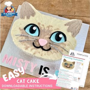 Cat Cake Printable Template Decorating Tutorial Cat Designs