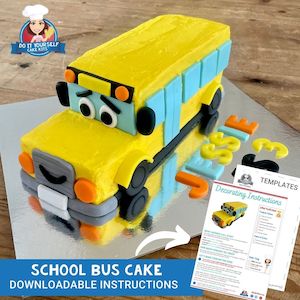 Wheels on the Bus Cake Printable Template Decorating Tutorial