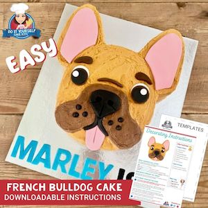 French Bulldog Cake Printable Template Decorating Tutorial