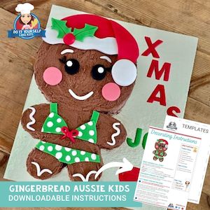 Gingerbread Kid Theme Cake Printable Template Tutorial Aussie