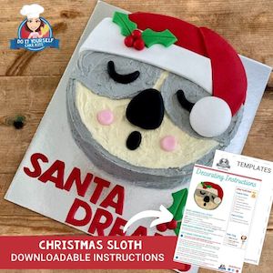 Christmas Sloth Cake Printable Template Tutorial Kids Ideas