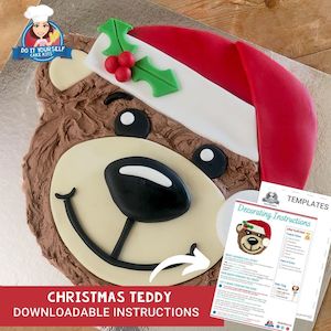 Christmas Teddy Cake Printable Template Tutorial Kids Ideas