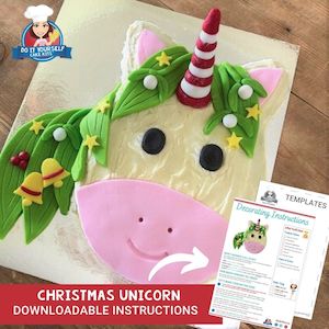 Christmas Unicorn Cake Printable Template Tutorial Magical