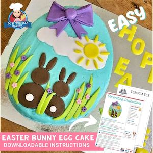 Easter Bunny Egg Cake Printable Template Decorating Tutorial