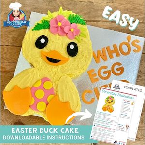 Easter Duck Cake Printable Template Decorating Tutorial Easy