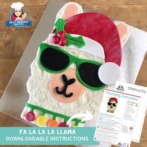 Christmas Llama Cake Printable Template Tutorial Fa la la llama