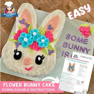 Flower Bunny Cake Printable Template Decorating Tutorial