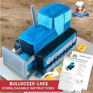 Bulldozer Cake Printable Template and Tutorial Construction