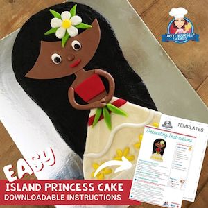 Island Princess Cake Printable Template Decorating Tutorial