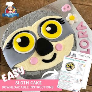 Cute Sloth Cake Printable Template Decorating Tutorial Safari