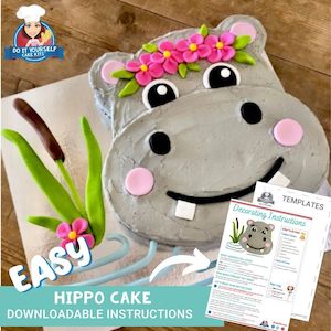 Hippo Cake Printable Template Decorating Tutorial Safari Party