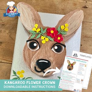 Kangaroo Flower Crown Cake Printable Template and Tutorial