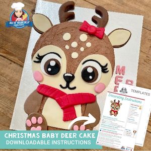 Christmas Baby Deer Cake Printable Template Tutorial Recipe