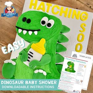 Dinosaur Baby Shower Cake Template and Decorating Tutorial