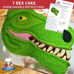 T Rex Cake Printable Template Decorating Tutorial