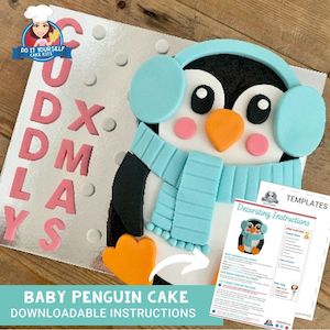 Baby Penguin Cake Printable Template Tutorial Baby Shower