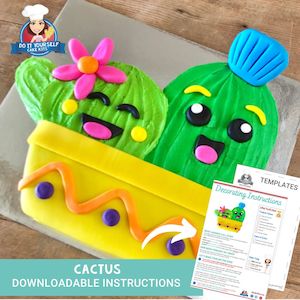 Cactus Cake Printable Template Decorating Tutorial