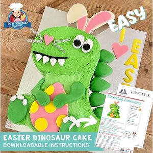 Easter Dinosaur Cake Printable Template Tutorial Instant PDF