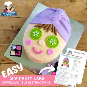 Kids Spa Party Cake Printable Template Decorating Tutorial