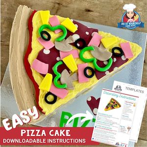 Pizza Shaped Cake Printable Template Decorating Tutorial