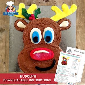 Rudolph Cake Printable Template Tutorial Christmas Cake Ideas