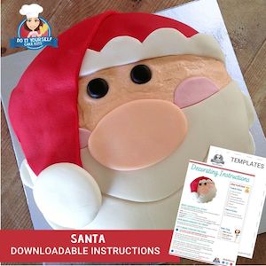 Santa Cake Printable Template Tutorial Christmas Cake Ideas