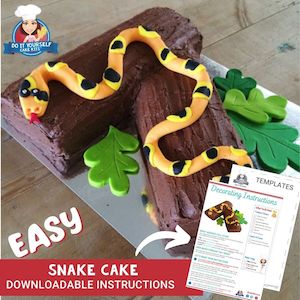 Snake Cake Printable Template Decorating Tutorial Reptile