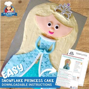 Snowflake Princess Cake Printable Template Decorating Tutorial