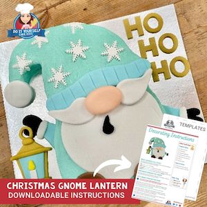 Christmas Gnome Cake Printable Template Tutorial With Lantern