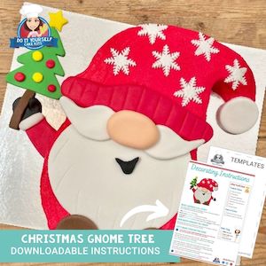 Christmas Gnome Cake Printable Template Tutorial With Tree