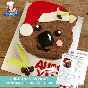 Christmas Wombat Cake Printable Template Tutorial Australian