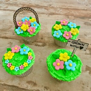 Flower Basket Cupcakes DIY Cupcake Kit Easy Floral Theme Cupcakes