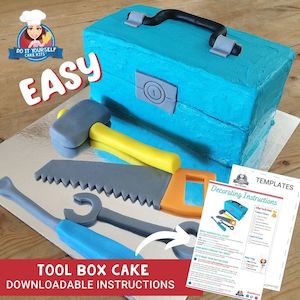 Tool Box Cake Printable Template and Tutorial Construction Dad