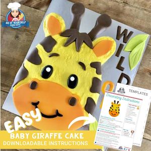 Baby Giraffe Cake Printable Template Decorating Tutorial Safari