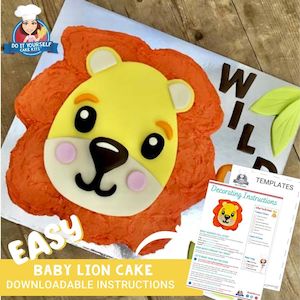 Baby Lion Cake Printable Template Decorating Tutorial Safari