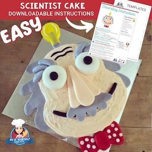 Scientist Cake Printable Template Decorating Tutorial Party