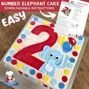 Number Elephant Cake Printable Template Decorating Tutorial